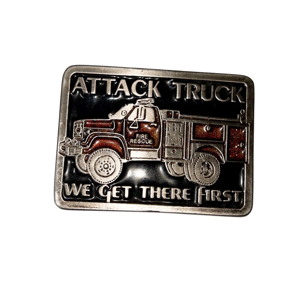 Vintage‎ Fire Rescue Attack Truck Belt Buckle First Responders Firefighters